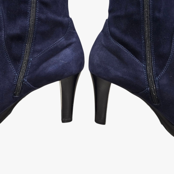 AQUATALIA Navy Blue Stretch Suede Tall Heeled Boots 10.5M - Picture 9 of 13